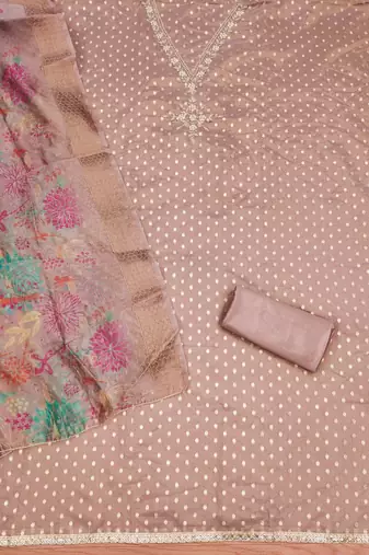  embroidery neck weaving silk dress material