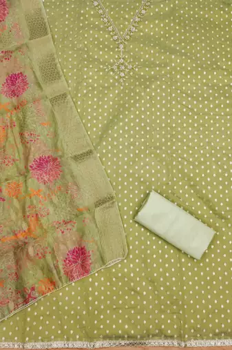  embroidery neck weaving silk dress material