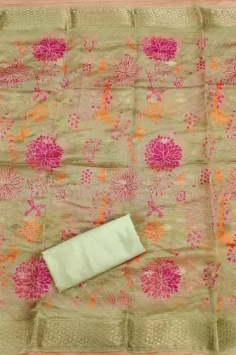  embroidery neck weaving silk dress material