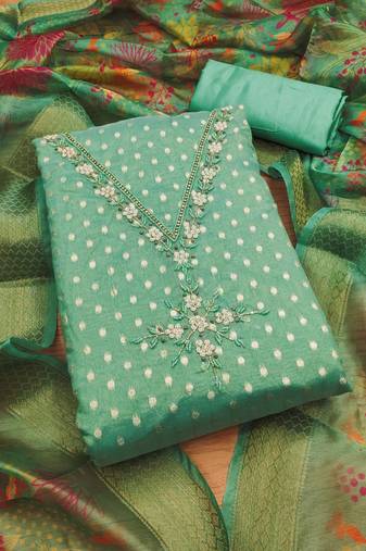 Women's embroidery weaving silk dress material