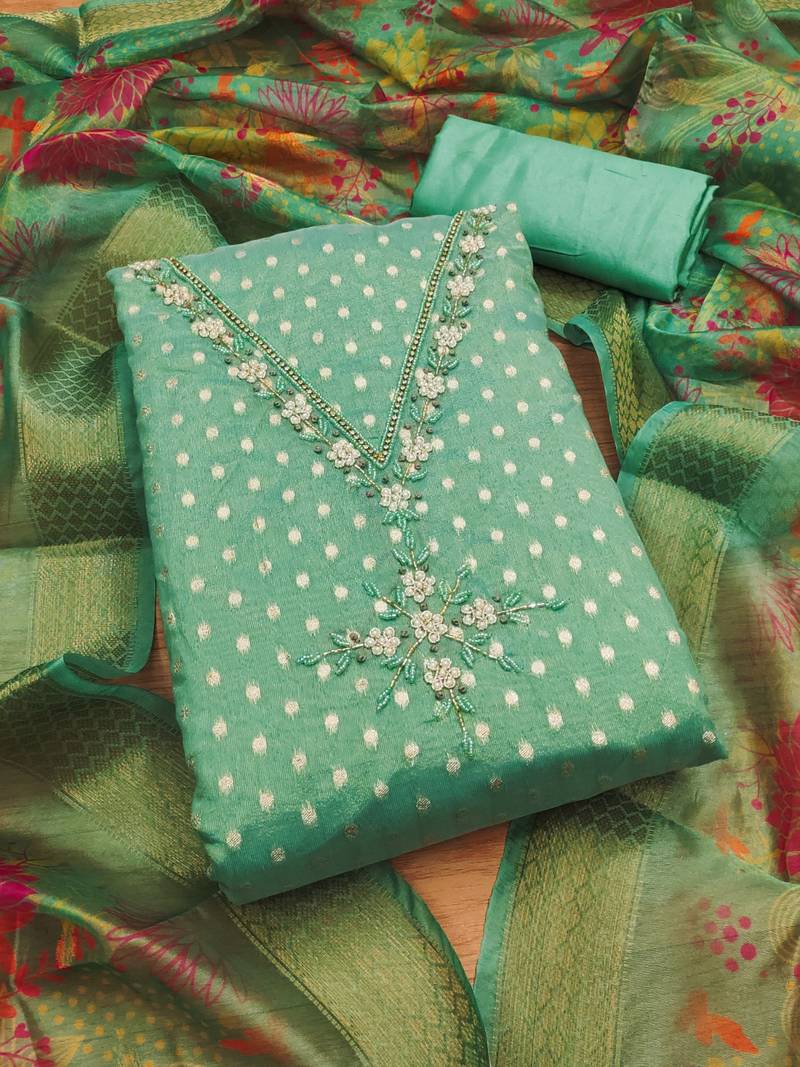 Women's embroidery weaving silk dress material