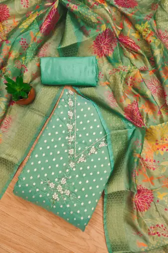  embroidery weaving silk dress material