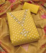 Women's embroidery neck weaving silk dress material