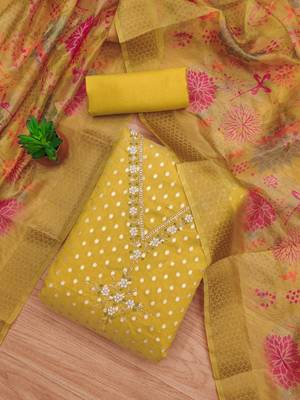  embroidery neck weaving silk dress material 3