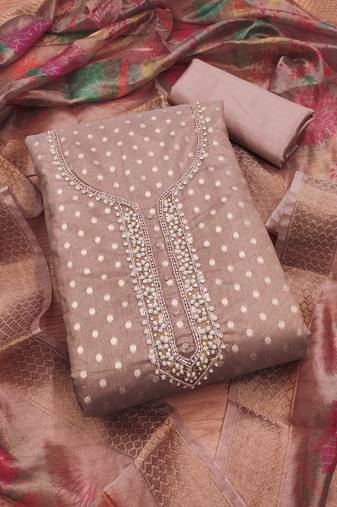 Women's embroidery weaving silk dress material