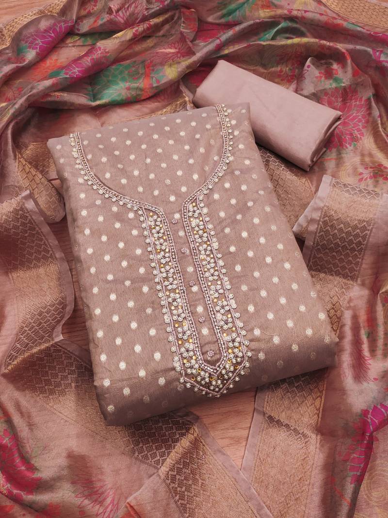 Women's embroidery weaving silk dress material