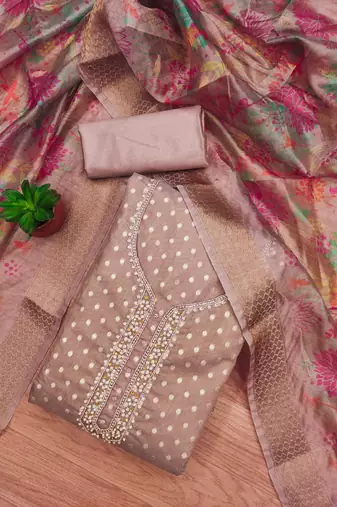  embroidery weaving silk dress material