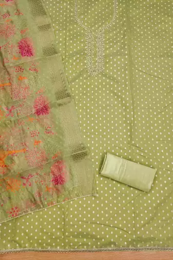  embroidery neck weaving silk dress material
