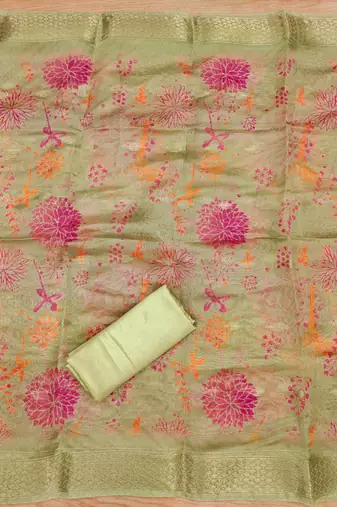  embroidery neck weaving silk dress material