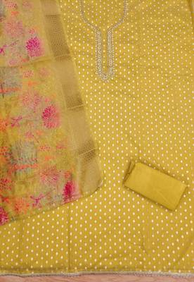  embroidery neck weaving silk dress material 2
