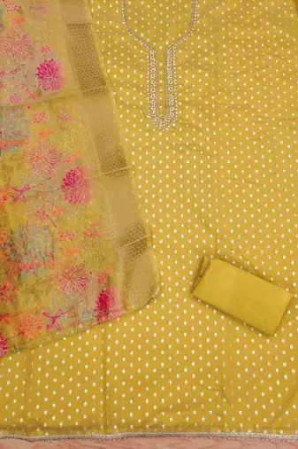  embroidery neck weaving silk dress material