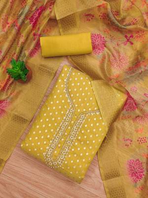  embroidery neck weaving silk dress material 3