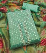 Women's embroidery neck weaving silk dress material