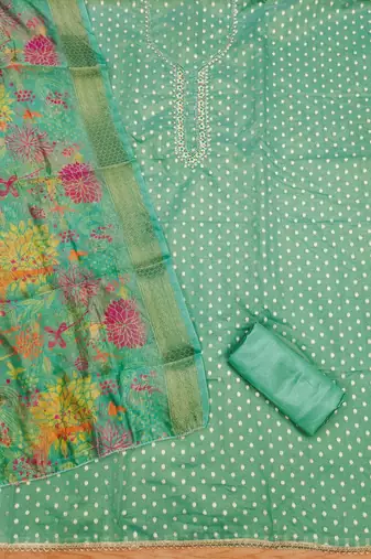 embroidery neck weaving silk dress material