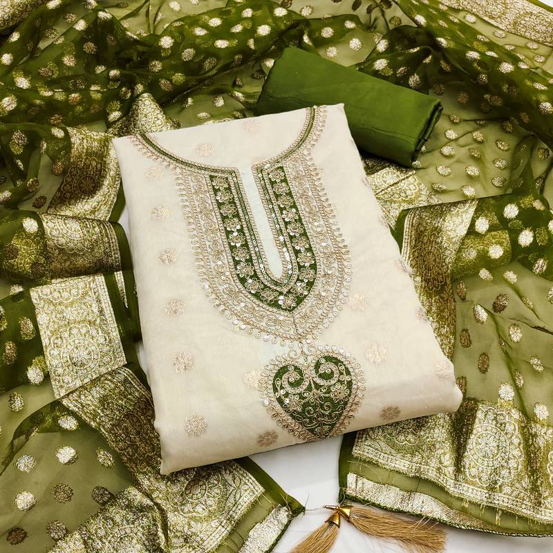 Women's embroidery jacquard dress material