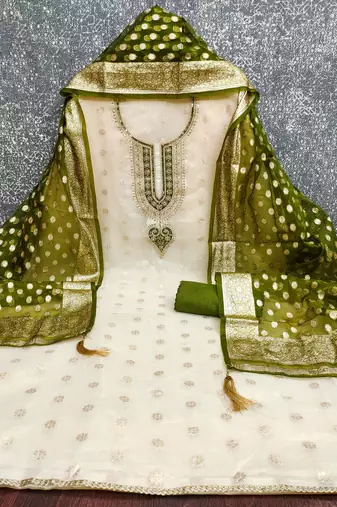  embroidery jacquard dress material