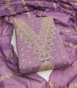 Women's levender embroidery chanderi dress material