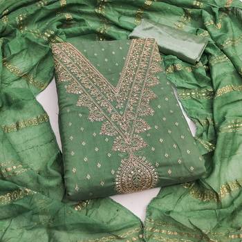  light green embroidery chanderi dress material 1