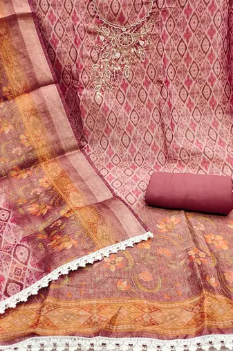  multi hand work cotton silk dress material