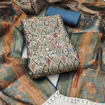  multi hand work cotton silk dress material 1