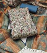 Women's multi hand work cotton silk dress material