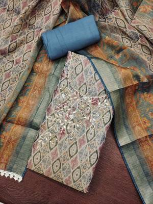  multi hand work cotton silk dress material 4