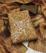 Women's multi hand work cotton silk dress material