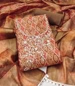 Women's multi hand work cotton silk dress material