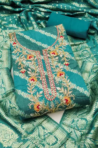 Women's woven handwork cotton silk dress material