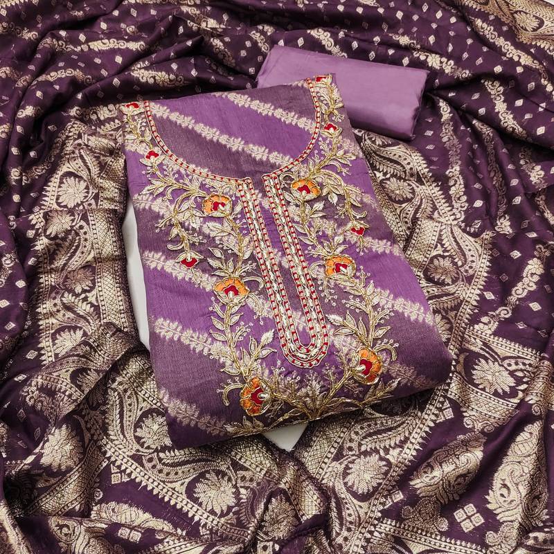 Women's woven handwork cotton silk dress material