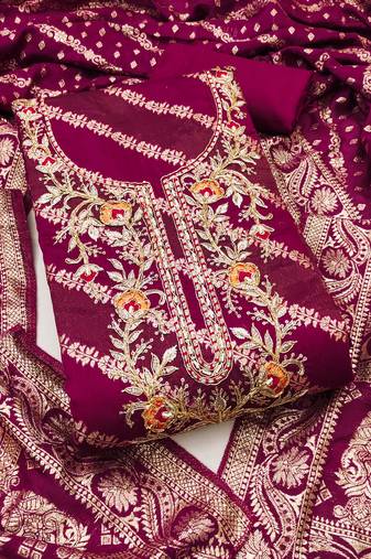 Women's woven handwork cotton silk dress material