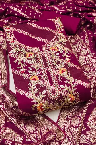 Women's woven handwork cotton silk dress material