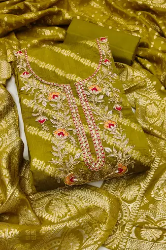 Women's woven handwork cotton silk dress material