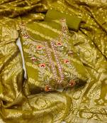 Women's woven handwork cotton silk dress material