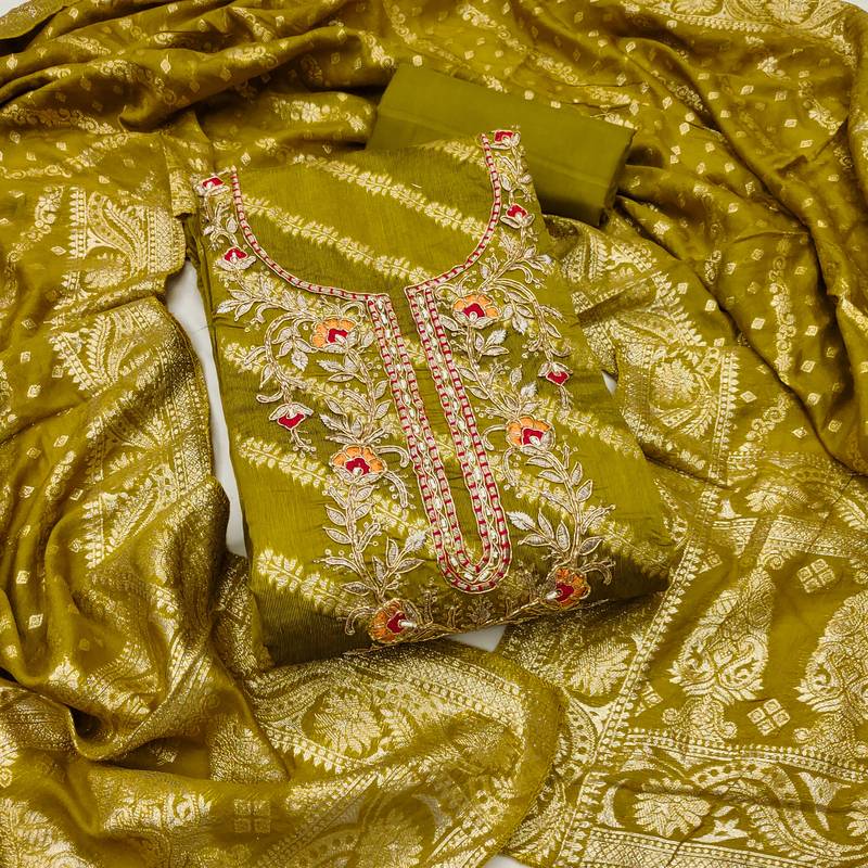 Women's woven handwork cotton silk dress material