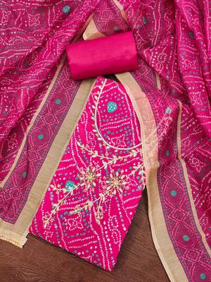  pink bandhani print modal dress material 4