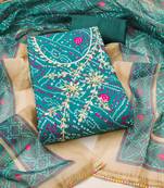 Women's sea green bandhani print modal dress material