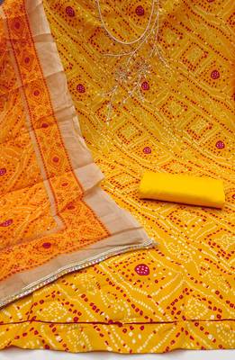  gold bandhani print modal cotton dress material 2