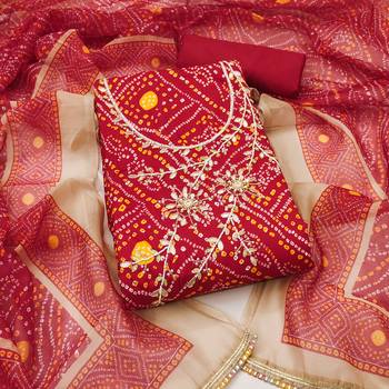  maroon bandhani print modal dress material 1