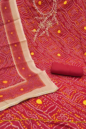  maroon bandhani print modal dress material