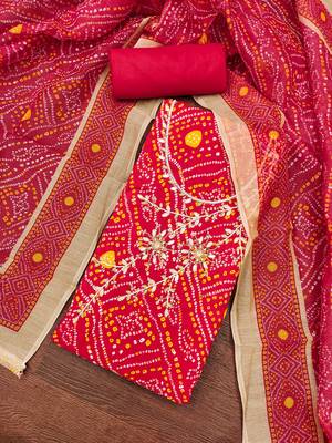  maroon bandhani print modal dress material 4