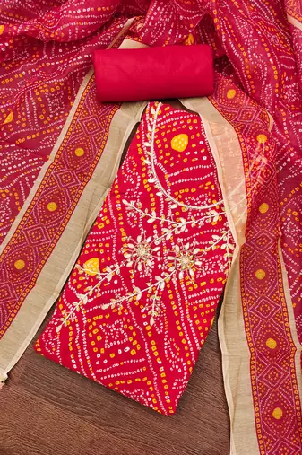  maroon bandhani print modal dress material