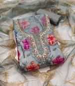 Women's grey position print organja dress material