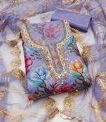 Women's levender position print organja dress material