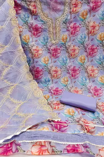  levender print organja dress material