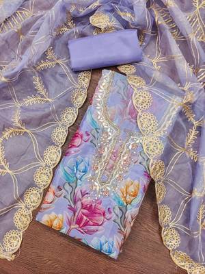  levender print organja dress material 4