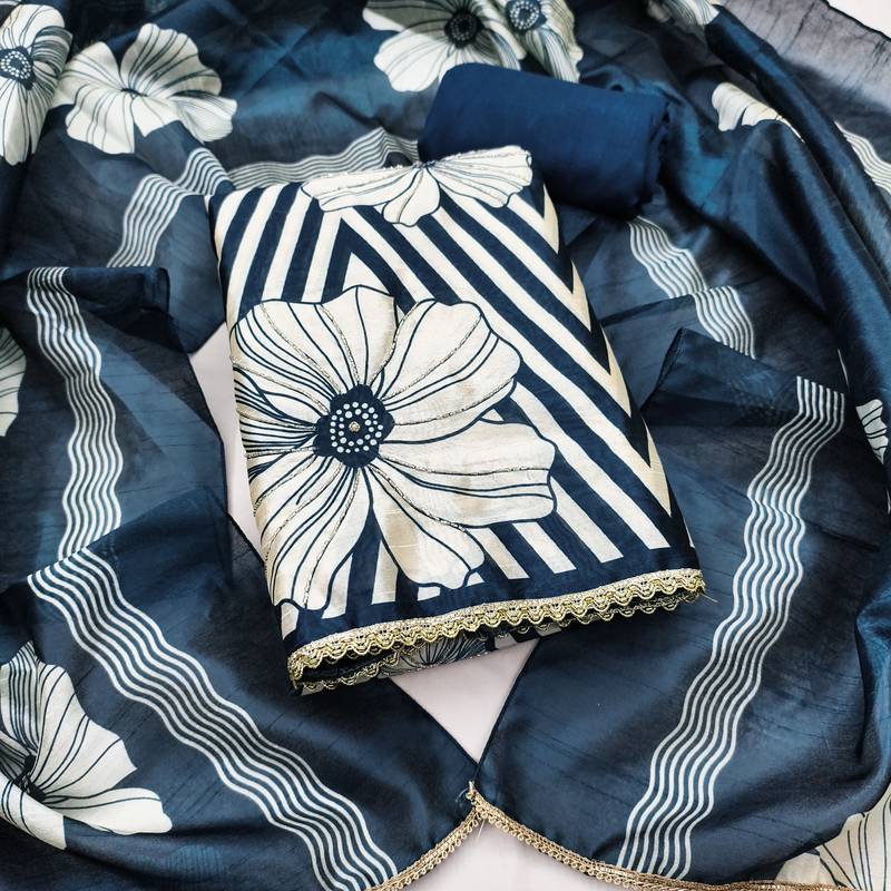 Women's multi digital print jharna silk dress material