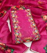 Women's magenta printed jharna silk dress material