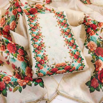  off white printed jharna silk dress material 1