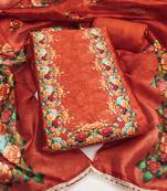 Women's rust digital print jharna silk dress material